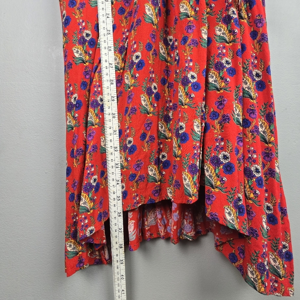 MAEVE BY ANTHROPOLOGIE Rosalia Wrap Dress Ruffled Floral Red Womens Size 12 - Picture 15 of 16